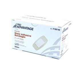PRO ADVANTAGE SHEER ADHESIVE BANDAGE - Adhesive Bandage, Strips, 2" x 4", 50/bx