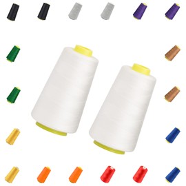 Sewing Thread for Sewing Machine White Sewing Thread Polyester Sewing Machine Thread Sewing Machines Available Solid and Not Easy to Break Tear-Resistant Pack of 2 5484 m