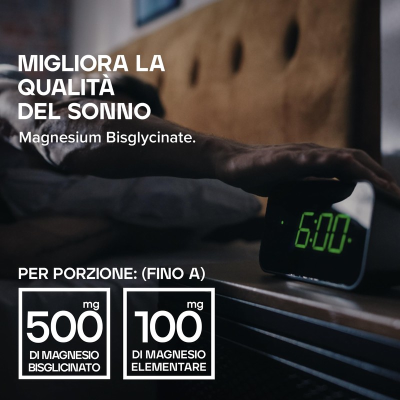 Bulk Magnesio Bisglicinato in Compresse, 500mg, 200mg di Magnesio Attivo,