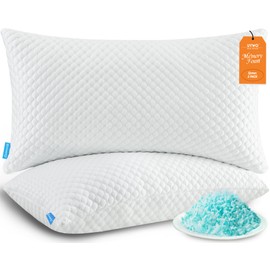 UYWO Cooling Pillows Queen Size Set of 2, Memory Foam Pillows with Zipper, Firm Bed Pillows Adjustable for Hot Side Back Stomach Sleepers