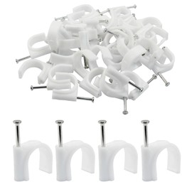 Hordion 100 Pack Half Clamp J-Hook with Nail, 1/2"(20mm) Pex Clamps Cable Clips Pex Hangers for Tubing Pipe Support, White