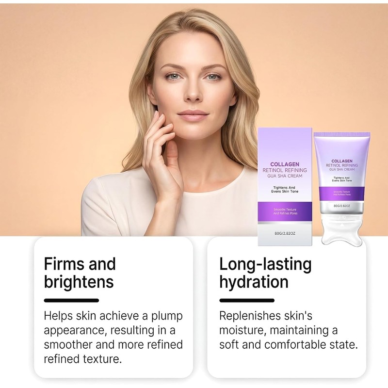 Crema facial reafirmante con Gua Sha, colágeno y retinol –