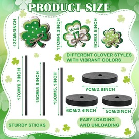 Burbell 3 Pcs St Patrick's Day Shamrock Wooden Block Set Wood Clover Standing Table Sign Irish Decor Clover Table Centerpieces Lucky Irish Shamrocks Ornaments for Home Farmhouse Office Kitchen
