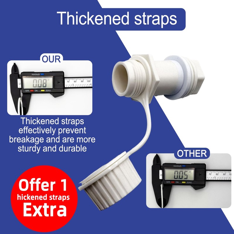 Threaded Drain Plug with Plastic Tethered Cap for Cooler, with