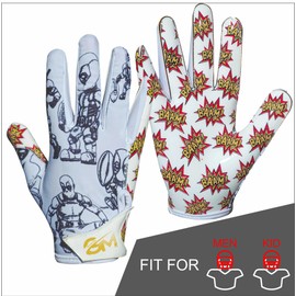 Grip Mania Emoticons V1 Mens Football Gloves, Youth and Adults Sticky Receiver Gloves (Anti-Hero, Adult X-Large)