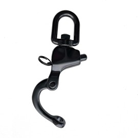 QualiTime 316 Stainless Steel Swivel Eye Snap Shackle, 124mm(4.88") Quick Release Shackle, Sailing Rigging, SCBA Mask Clip, Spinnaker Halyard Shackle, Black