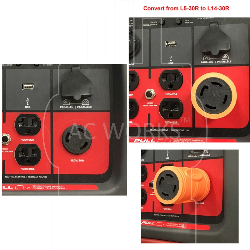 AC WORKS Generator to Transfer Switch L14-30 Inlet Box Adapter