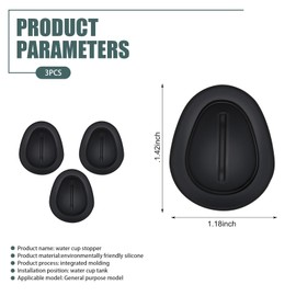 Nowkont 3 PCS Car Central Control Cup Holder Fixer, 1.4" x 1.1" x 0.3" Silicone Anti-shake Anti-noise Water Cup Limiter, Adhesive Installation Beverage Bottle Stabilizer, Universal for Cars (Black)