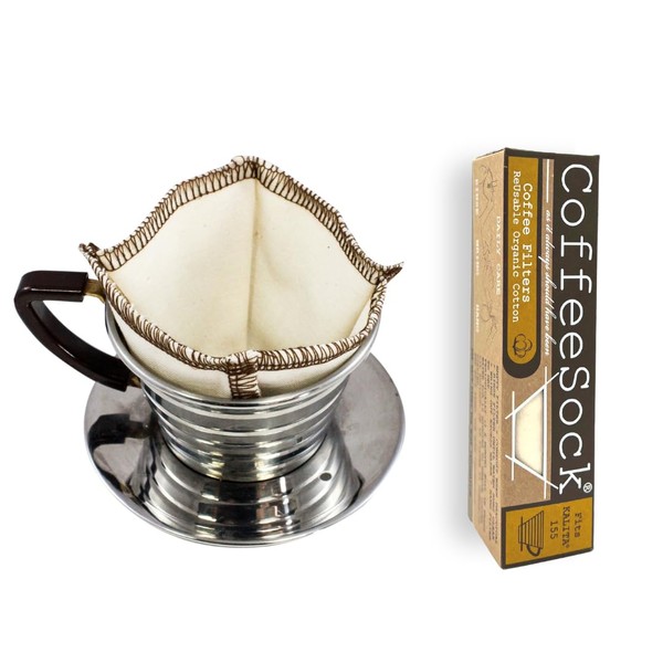 CoffeeSock Reusable Kalita Filters- The Original Reusable Coffee Filter- GOTS Certified Organic Cotton Reusable Kalita Filters (155)