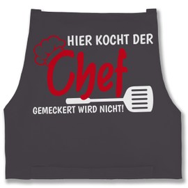 Shirtracer - Apron - Cooking Apron - Men's 1 - Hier kocht der Chef gemeckert wird nicht, 2 anthracite