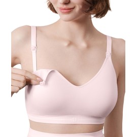Ubras Nursing Bras for Convenient Breastfeeding, Supportive Nursing Bra for Women, Comfortable Cooling Bra for Sleeping Wear Peach Pink