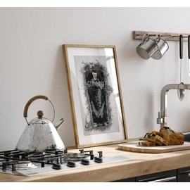 Lithobee - Guinness Pint Splatter - Printed Wall Art Design in Sizes A2, A3 & A4 Framed in a Stylish Quality Coloured Frame or Unframed (A3 Black Saw Cut Grain Frame)