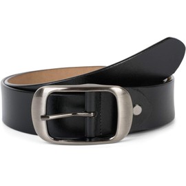 styleBREAKER 03010104 Unisex Leather Belt Plain Colours with Shiny Surface and Brushed Buckle Can Be Shortened, black