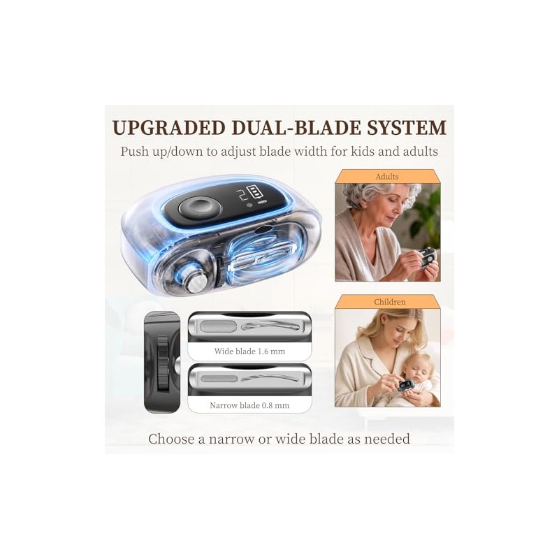Electric Nail Clipper Adjustable Width & Narrow Double-Groove Blades, Adjustable