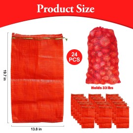 Srxes 24 Pack 20'' x 14'' Mesh Onion Bags, Reusable Drawstring Fresh Produce Storag...