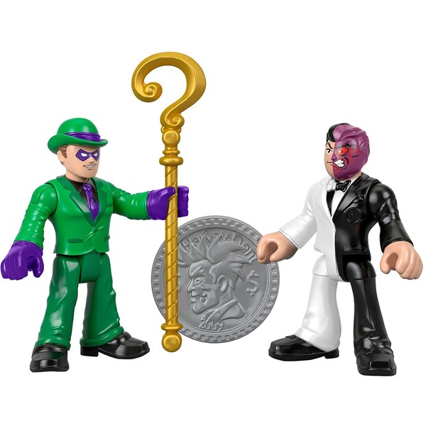 Imaginext Fisher-Price DC Super Friends The Riddler and Two Face Figures, Multicolor (GBL90)