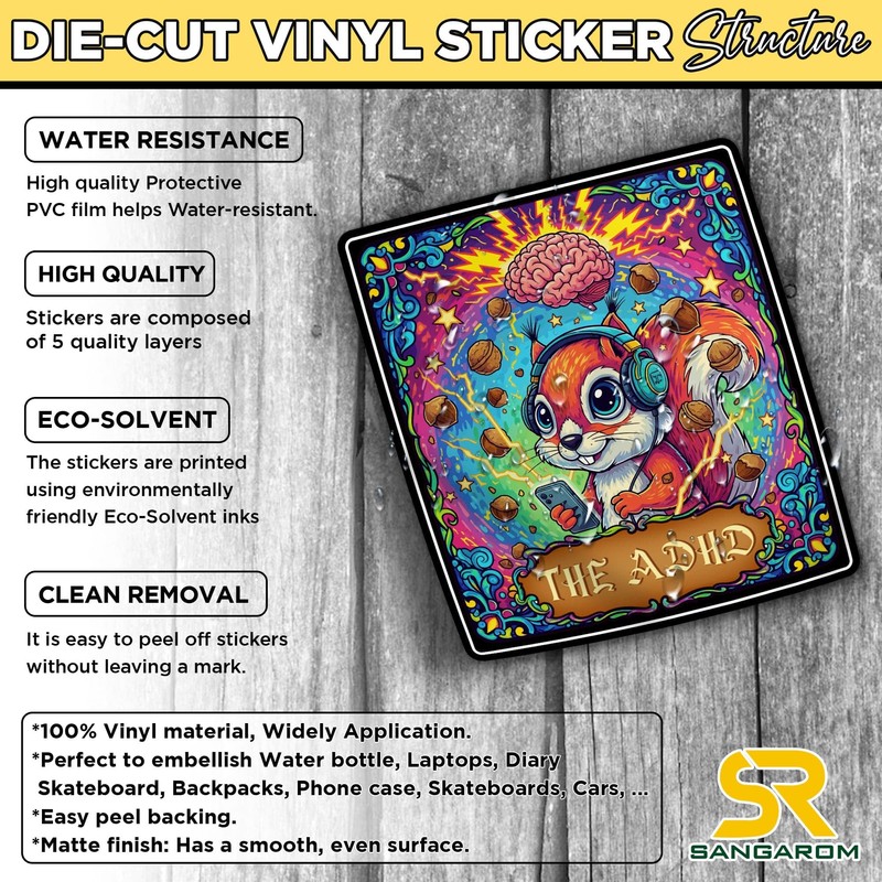 The ADHD Squirrel Sticker Mental Health Awareness Humor Tarot Card