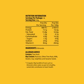 J.C.'S QUALITY FOODS Premium Natural Australian Almonds, 500 g