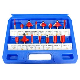 15Pcs Router Bit Set 1/4in Shank Carbide Trimmer Engraving Machine Woodworking Milling Cutter with Case