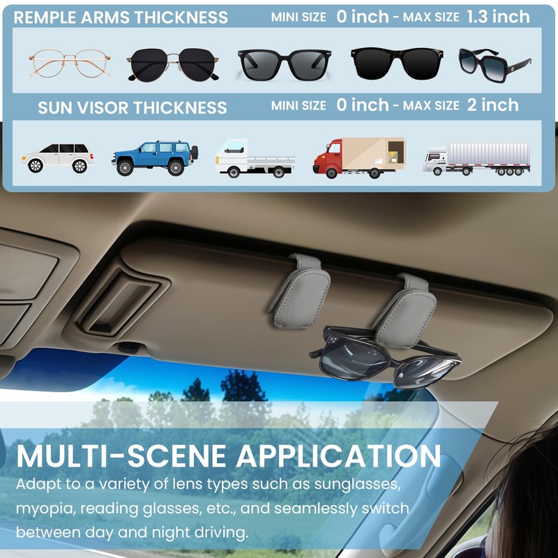 halercay Pack of 2 Glasses Holders for Car Sun Visor,