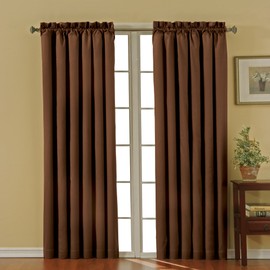 Eclipse Canova Thermal Insulated Single Panel Rod Pocket Darkening Curtains for Living Room, 42 in x 84 in, CHOCOLATE