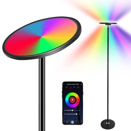Smart LED Floor Lamp, 16 Million RGBCW Color Changing WiFi Torchiere LED Floor Lamps Work with Alexa Echo Google Home, 25W Super Bright Dimmable Black Floor Lamp for Bedroom Living Room by LOLpetik