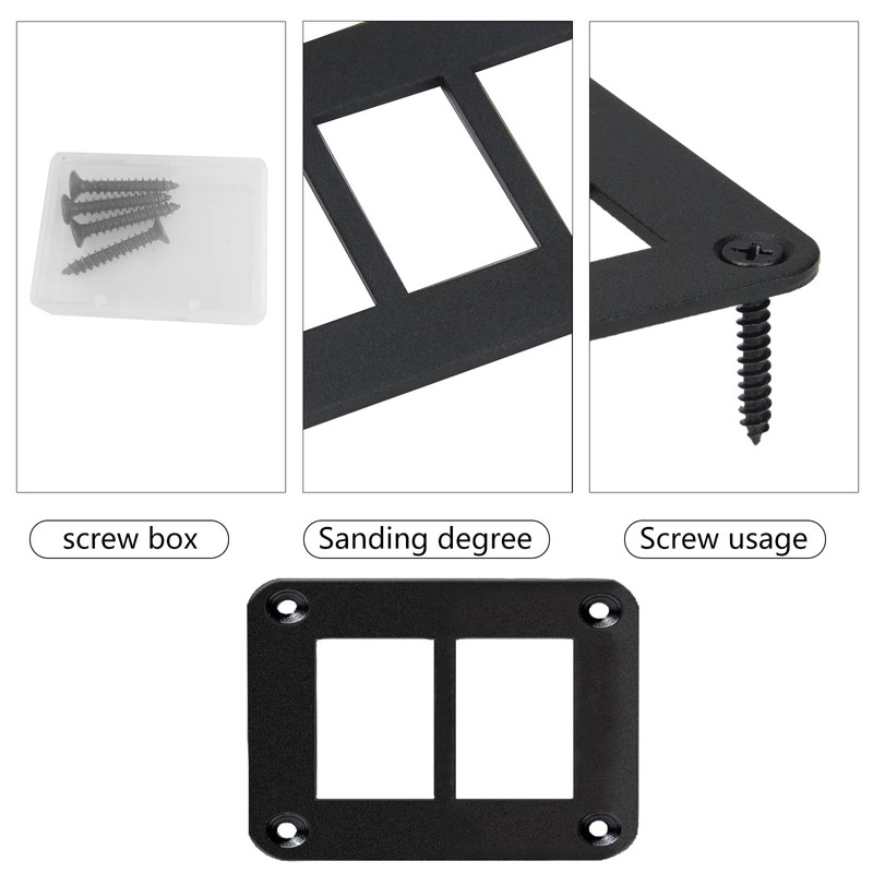 MIIGII Switch Panel, 2 Gang Rocker Toggle Switch Aluminum Housing