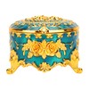 Retro Round Trinket Storage Organizer with Rose Pattern Round Metal