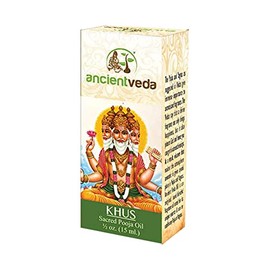 Ancient Veda Organic Puja Oil 100% Natural Pure Pooja Oil 15mL for Aromatherapy, Prayer, & Ayurvedic Practice (Khus)