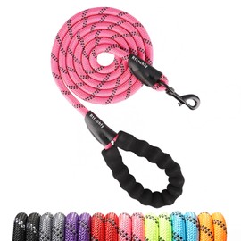 Rttochfy Dog Leash Heavy Duty - 2/4/5/6/8/10 Foot Rope Leash with Comfortable Padded Handle and Reflective - Puppy Training Leash for Small Medium Large Breed Dogs - (1/2" x8 FT, Pink)