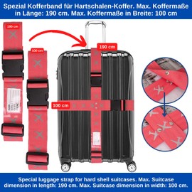 Suitcase Strap Set with Luggage Tag, Two Piece Webbing for Safety, Light Red, with Name Tag, Suitcase Straps with Address Tag for Travel and Flying, Suitcase Tie Down Straps, Cross Strap for Suitcases