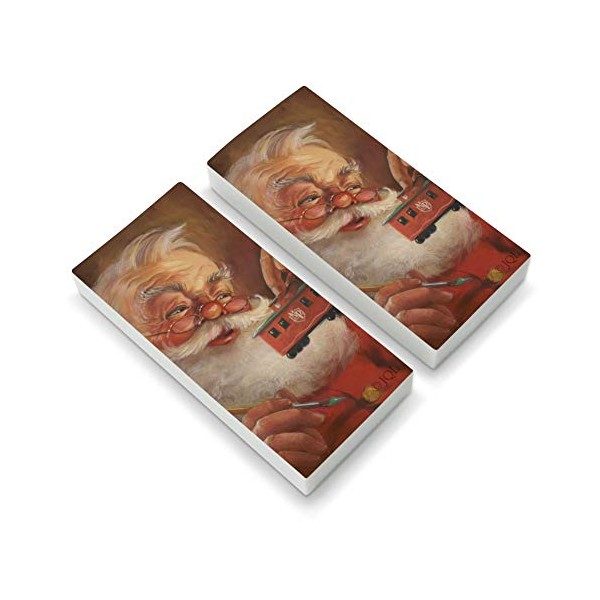 Christmas Holiday Santa Painting Toy Train Caboose Eraser Set of
