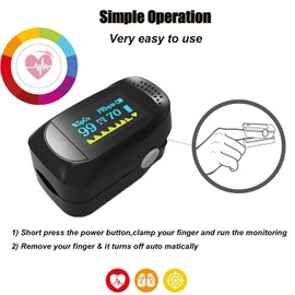 wakouter Finger Pulse Oximeter, Blood Oxygen Saturation and Pulse Rate Monitor, with Color Screen TFT Display, Spo2 Reading Meter Pulse Rate Monitor for Adult and Child (Black）
