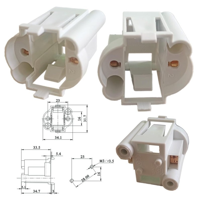4-PCS G23 GX23 Lamp Holder 2 Pin H Tube Energy-Saving