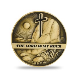 PLG Christian Challenge Coin with Psalm 56:3 What Time I Am Afraid I Will Trust in Thee and The Lord is My Rock - Inspirational Pocket Token, Religious Gift for Christians, Daily Faith Reminder