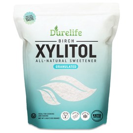 DureLife XYLITOL Sugar Substitute 2.5 LB (40 OZ) Made From 100% Pure Birch Xylitol NON GMO - Gluten Free - Kosher, Natural sugar alternative,
