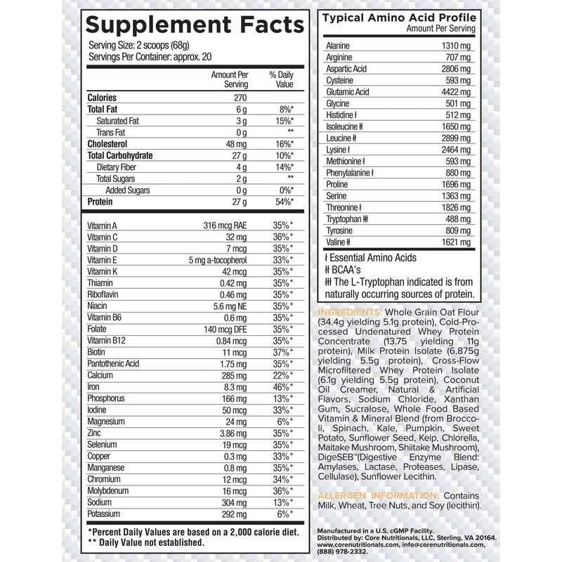 Core Nutritionals Platinum MRP Full Spectrum Meal Replacement, Sustained Release