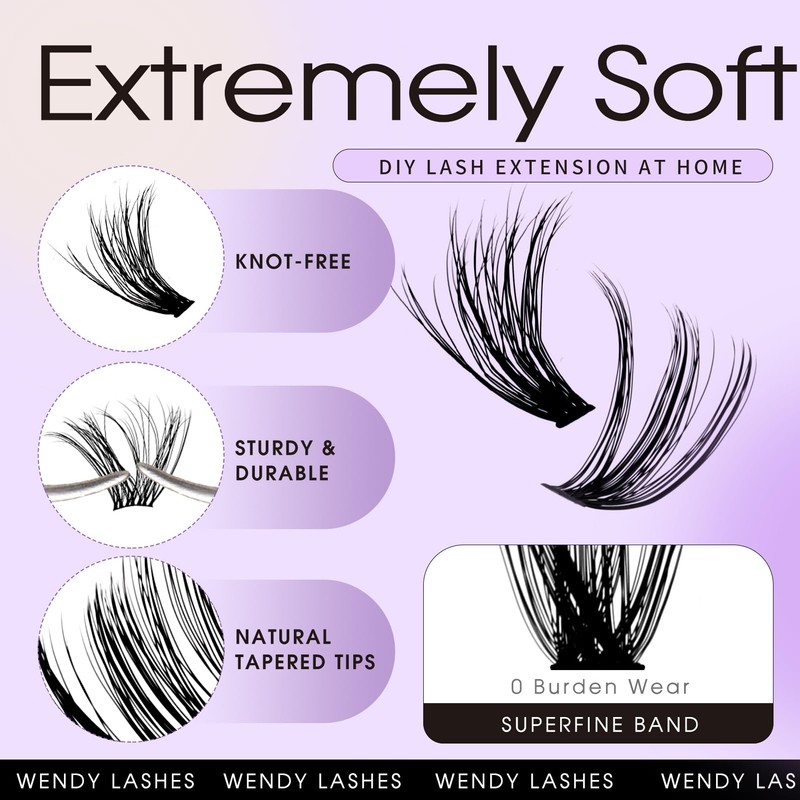 Cluster Lashes Kit Mixed 12-16mm 3D+40D D-Curl Wispy Individual Eyelashes