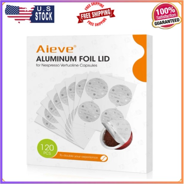 Aieve 120Pcs Aluminum Foil Seals Lid for Reusable Nespresso Pods