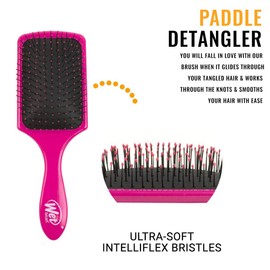 Wet Brush Paddle Detangler Brush - Pink - Exclusive Ultra-soft IntelliFlex Bristles - AquaVent Design For Spreading Hair Treatments Evenly - For Women, Men, Wet And Dry Hair