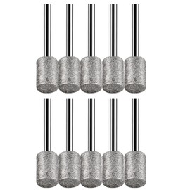 Stone Carving Set, HOMEIDOL 10PCS Diamond Coated 8mm Cylinder Head Mounted Points Grinding Bit Rotary Diamond Burr Set,1/8 Shank for Stone Rocks Jewelry Glass Ceramics Rotary Tools