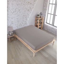 Vency Premium Jersey Fitted Sheet 200 x 200 cm Grey - Fitted Sheet 100% Cotton, Flat Sheet 200 x 200 cm up to 35 cm Mattress Height Grey