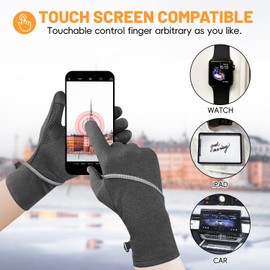Tiny Chou Winter Gloves Women Men, Warm Gloves Cold Weather, Touchscreen Non-Slip Thermal Gloves for Running Cycling Driving Hiking, Windproof Lightweight Bike Gloves, Grey - Xlarge