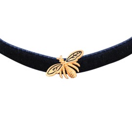 Yumilok Women's Necklace with Pendant Necklace 925 Sterling Silver Choker Velvet Rope Black Honey Bee for Women Mum, Sterling Silver Cubic Zirconia