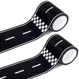 WNINK 2 Rolls Roadway Tape Road Tape, Kids Race Car Stickers, Race Car Track Decorations, 2.4 Inch Wide, 2 X 33 FT Long, Easy Tear, No Residue for Kids Birthday Racing Party Decoration