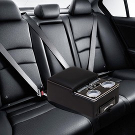 AceRide Center Console, Upgraded 7-Color Mood Lighting Center Console Organizer, Rear Bench Seat Armrest with Fast Phone Charging, Back Bench Seat Storage Box for Car Minivan Van Truck