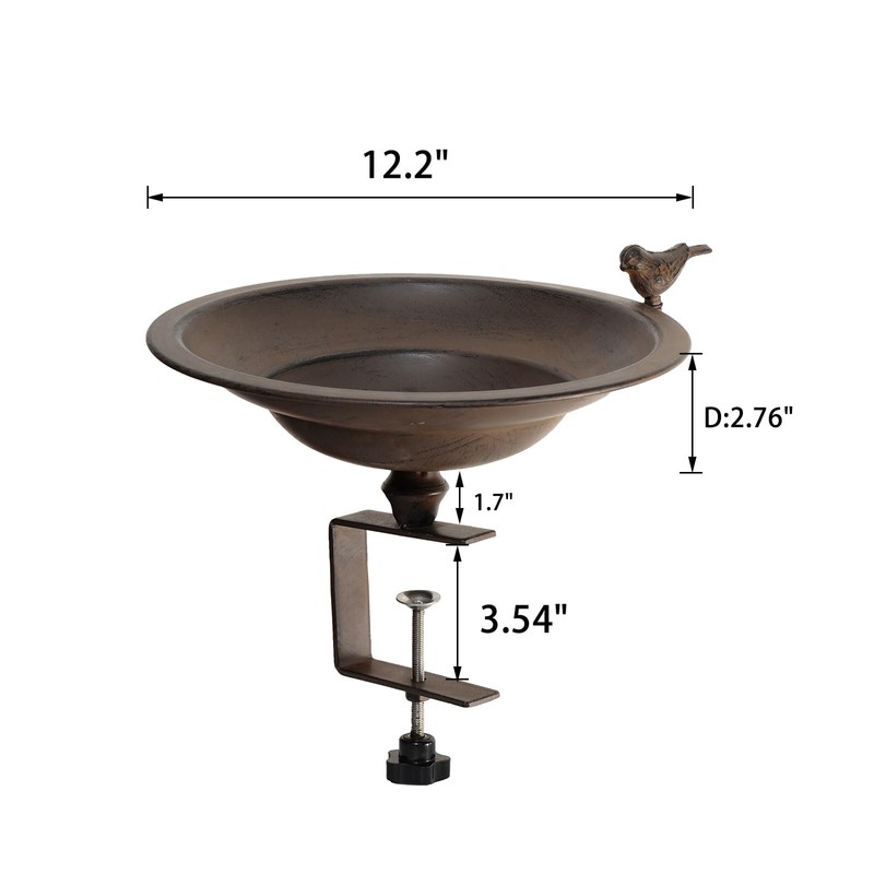 HLQMFHT 12.2 Inchs Diam Deck Bird Bath,Metal Bird Bath for