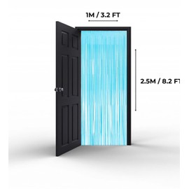 Pack of 2 Tinsel Curtains Pale Blue Glitter Background Decoration Foils Fringe New Year's Eve Birthday Wedding Party Decoration Streamers Decoration for Disco Party Wedding Party Decoration New Year