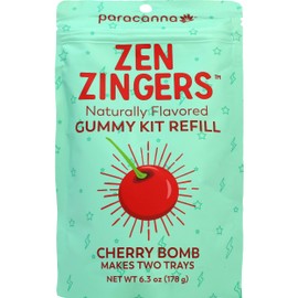 Zen Zingers Gummy Mix - Cherry Flavor - Makes up to 84 Gummy Bear-Sized DIY Infused Gummies at Home - No Decarb Machine Needed - Works with Oil, Tincture, Nano Emulsion, Distillate - 178g