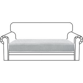 ZNSAYOTX Stretch Cushion Covers Sofa Loveseat Cushion Couch Seat Covers Slipcovers Soft Replacement Unique Pattern Furniture Protector with Elastic Bottom (Silvery Gray, 1 Pc 2-Seat Cushion Cover)